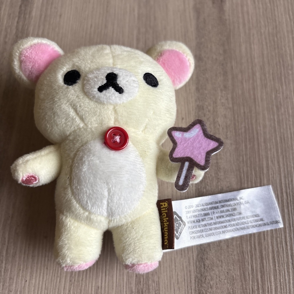 Rilakkuma Korilakkuma yellow Plush Bear Anime San-X 2010 red Button Kawaii 5"